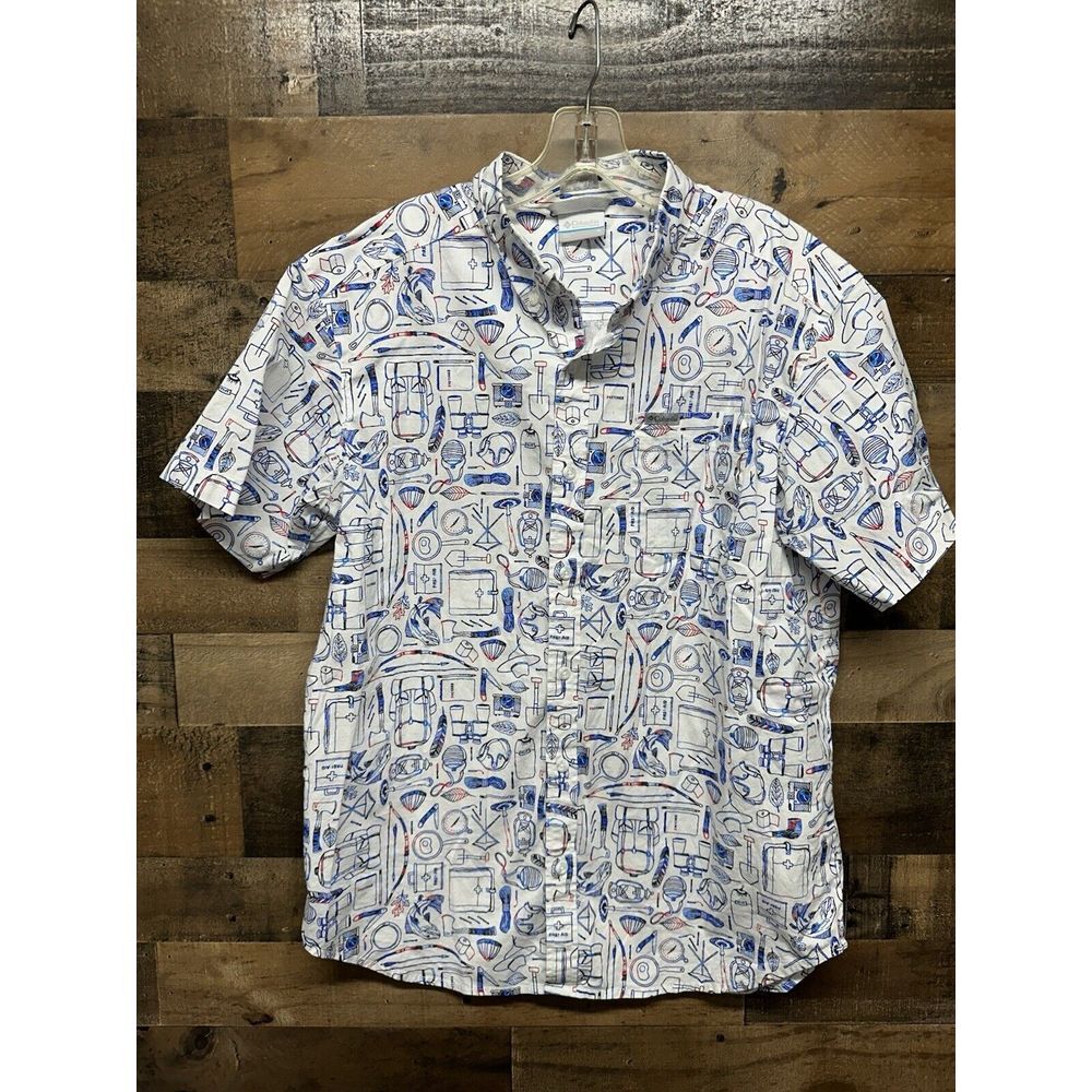 Columbia Men's Short Sleeve First Aid‎ Button Up Size Medium